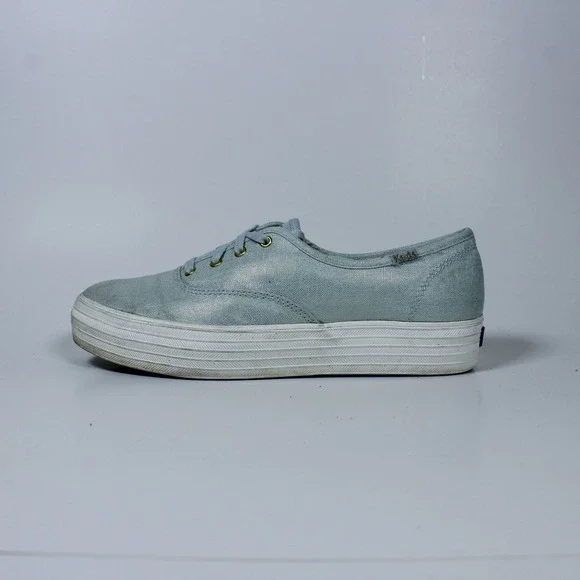 Keds Triple Platform Sneakers – Metallic Light Blue, Women's – Size US 8- UK 5.5