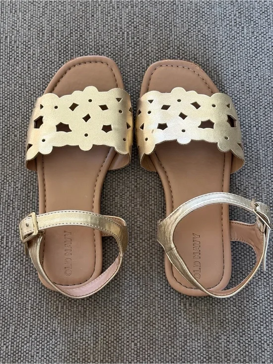 Old Navy Girls' Metallic Gold Cutout Ankle-Strap Sandals