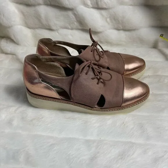 Steven by Steve Madden Pippar Rose gold Leather & PU Oxford platform shoes SZ10B