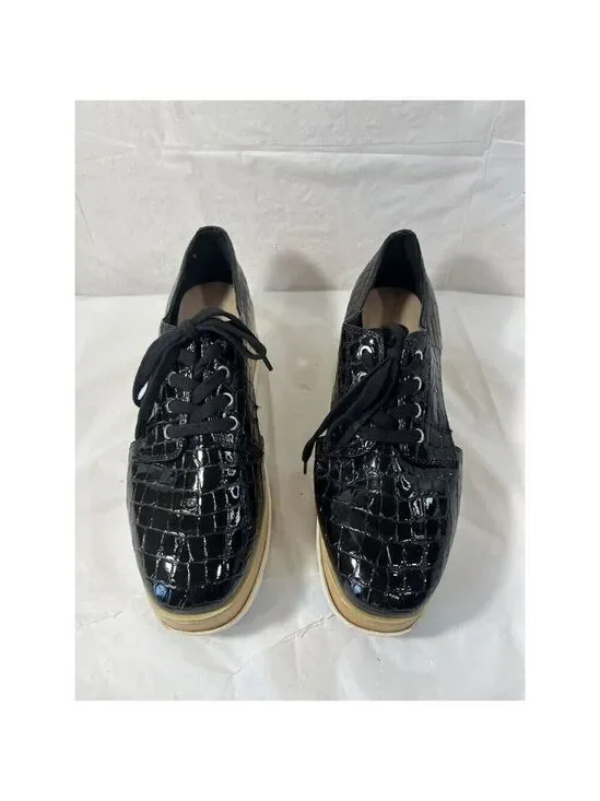 Aldo Platform Creeper Brogues Black Oxford Lace Up Wedge size 10