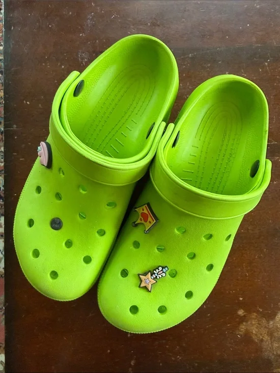 CROCS Women's Neon Lime Green Platform Clogs