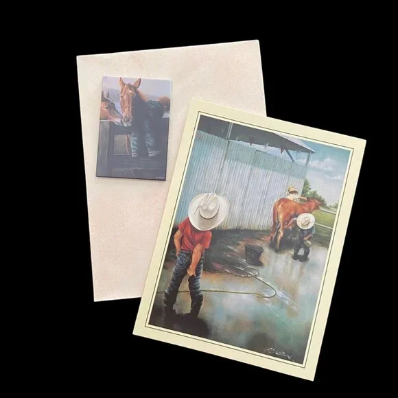 Leanin Tree Greeting Card/Magnet WASHRACK ADJUSTMENTS‎ Children Cow Chores VTG