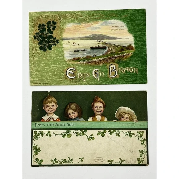 Antique Early 1900s St. Patrick's Day Post Cards Erin Go Bragh
