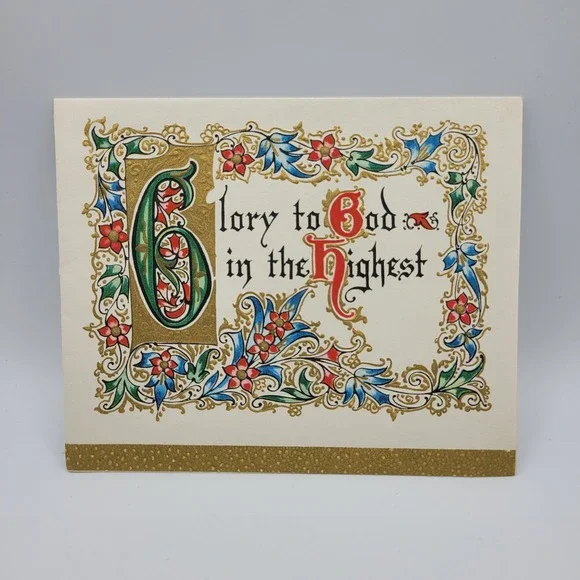 Vintage Christmas Card Glory to God Cartwrights Holiday Greeting‎