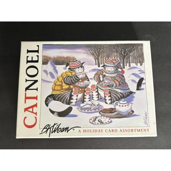 B Kliban Cat Noel Christmas Cards 4 Designs Theme Boxed Set of 20 NIB
