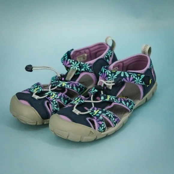 Keen Kids Size 4 Navy Blue Floral Newport H2 Water Outdoor Hiking Shoes Sandals