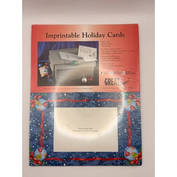 Vintage Great Papers Globe Ornament Christmas Photo Cards 10 Envelopes Sealed
