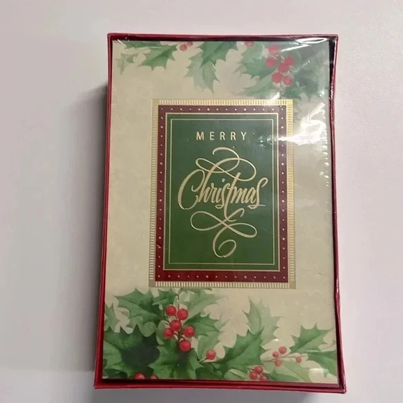 New 40 Hallmark Christmas cards plus envelopes‎ berries leaves Merry Christmas