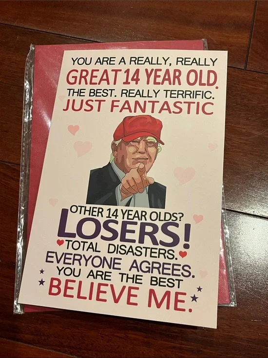 Funny 14th Birthday Card with Red Cap Illustration