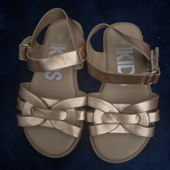 Cotton On Kids Metallic Rose Gold Braided Strap Sandals