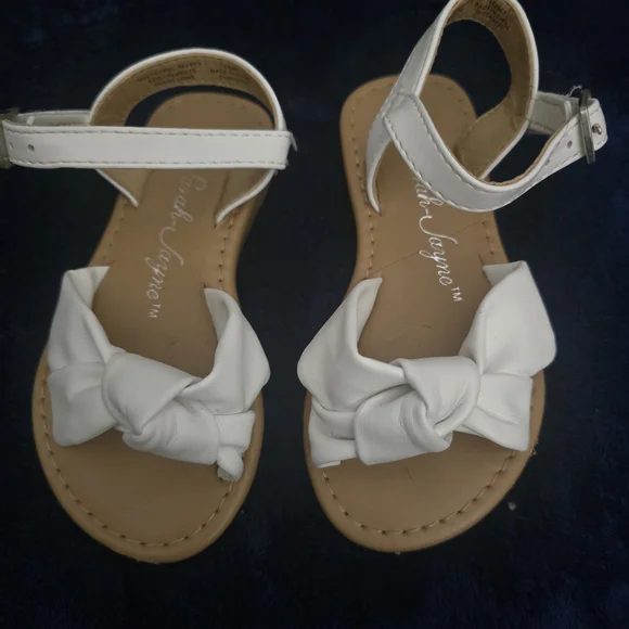 Sarah Jayne White Knot Front Ankle-Strap Sandals for Girls