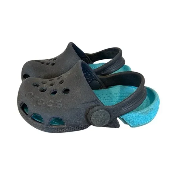 Crocs Baby ELECTRO Size C4 Infant/toddler Navy/Electric Blue SLIP  ON 4