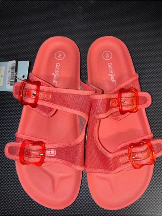 Cat & Jack Coral Slide Sandals with Translucent Buckles