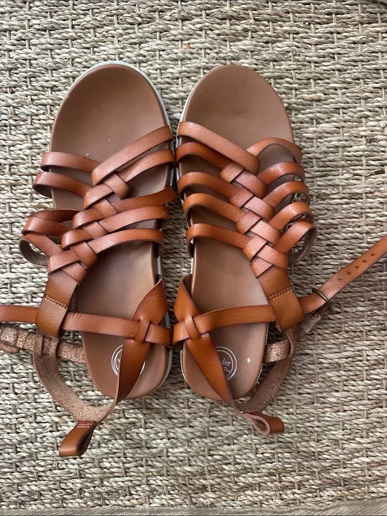 wonder nation Tan Brown Braided Strappy Sandals