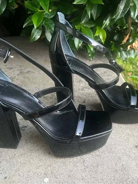 Marc Fisher Black Patent Platform Strappy Sandals