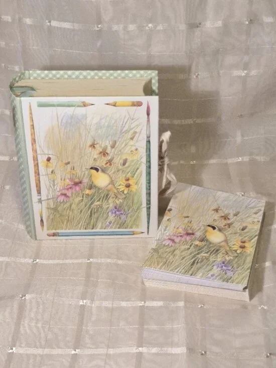 Marjolein Bastin Note Cards & Cardboard Book Shaped Box Ribbon Closure Hallmark