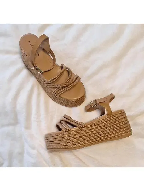 Kelsi Dagger Tan Platform Espadrille Sandal Size 10.5