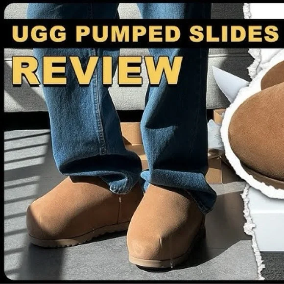UGG Pumped Slide Camel 1158215 Women's 8 with shearling