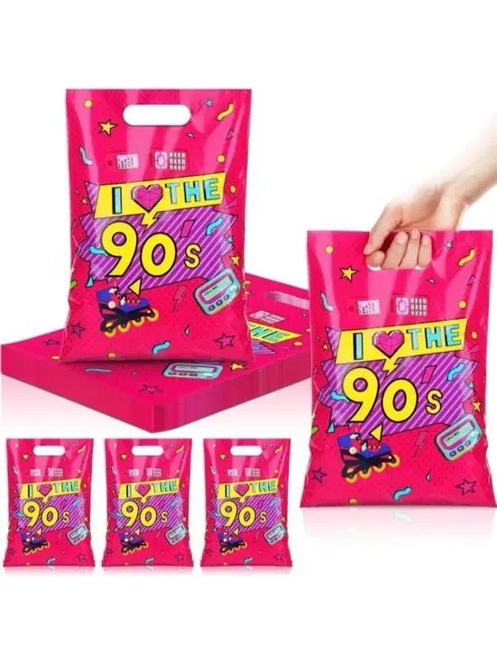 I Love The 90s Party Favor Loot Bags Plastic Treat Bags 100pc Retro Theme Fun