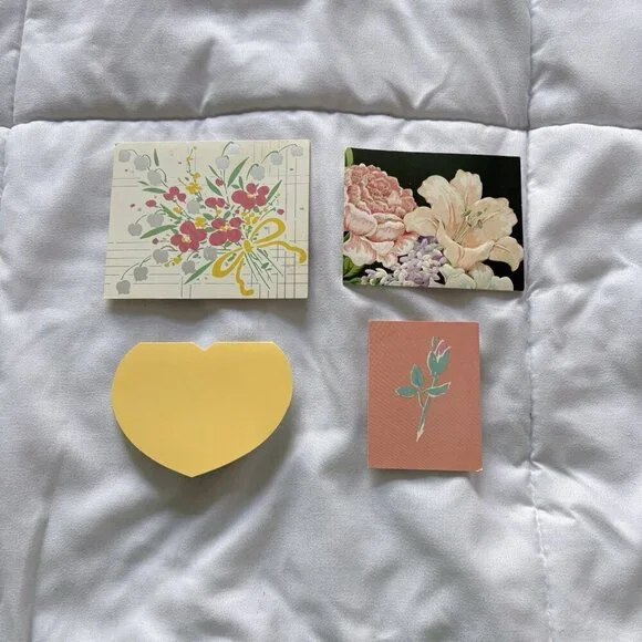 Vintage 80s 90s‎ Flower Floral Lot Of 4 Unused MINI Cards Junk Journal Scrapbook
