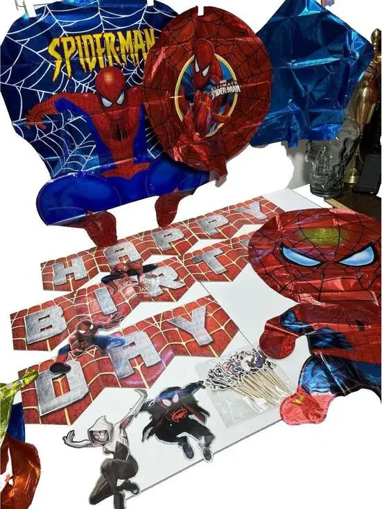 Spider-Man Birthday Party Decorations Set Banner Foil Balloons Cupcake Picks New