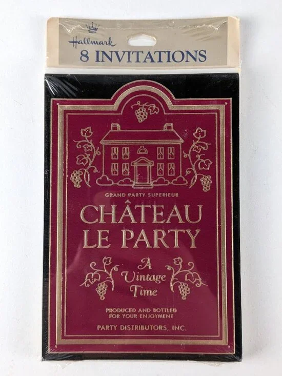 Vintage SEALED Hallmark Wine Tasting 8pk Party Invitations