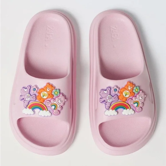 Zara Kids Pink Care Bear Pool Slides - Size EU 37 / US‎ Kids 5