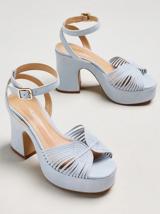 Anthropologie Maeve Blue Suede platform sandals