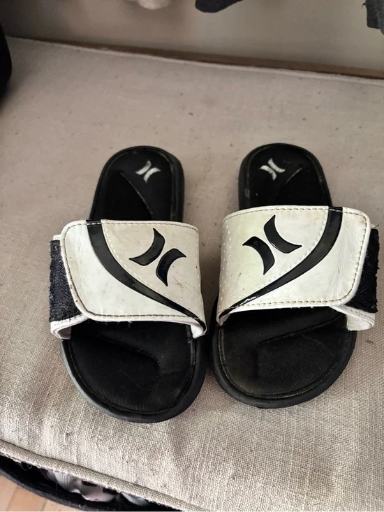 Hurley Kids Black and White Velcro Slide Sandals