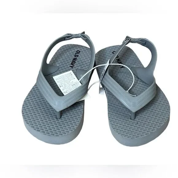 Old Navy 564070-01‎ Grey Flip Flops Rubber Safety Back sz 6 NWT