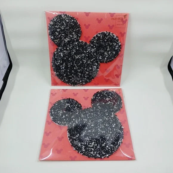 Papyrus Disney Mickey Mouse‎ Birthday Card Set Black Sequin Beaded Extra Postage