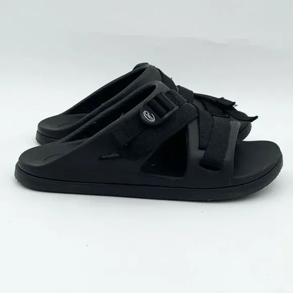 Kids Chaco Black Slide Sandals | Youth 3 | Damaged Strap | Play Shoes