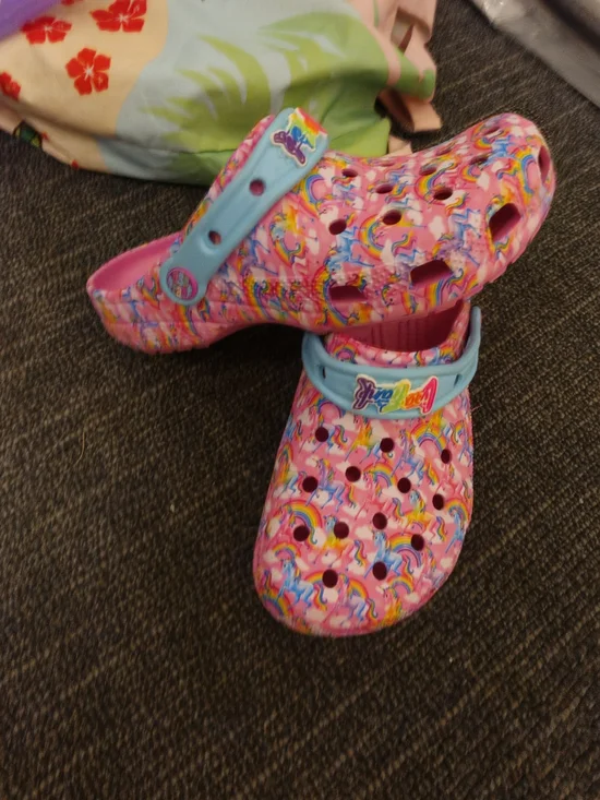 Kids Pink Unicorn Clog Sandals with Blue Strap
