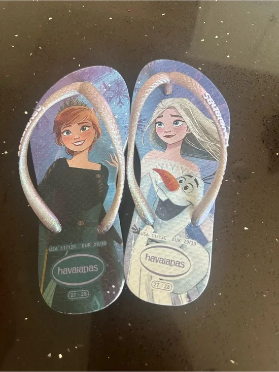 Havaianas Kids White Flip Flops with Sparkle Straps