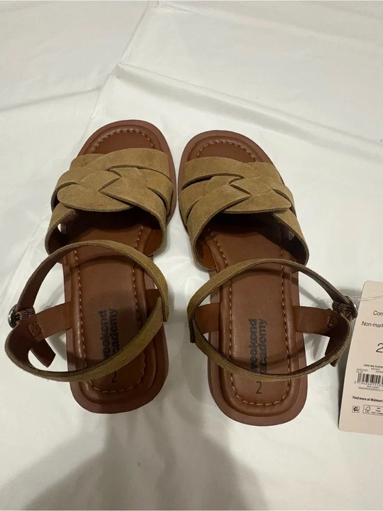 Kids Brown/Tan Braided Strap Sandals
