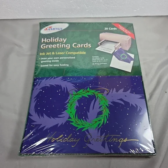 Create Your Own Holiday Greeting Cards Christmas Ink Jet Ampad 20 Cards