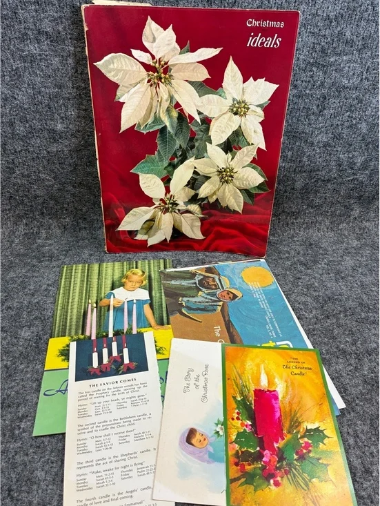 Vintage October 1961 Christmas Ideals Magazine with Holiday Ephemera Assortment