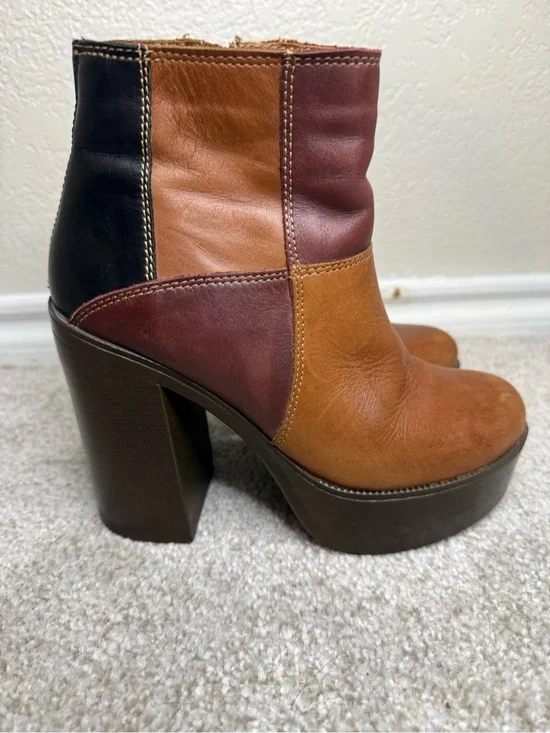 Vintage Y2K Steve Madden Patchwork Leather Platform Ankle Boots