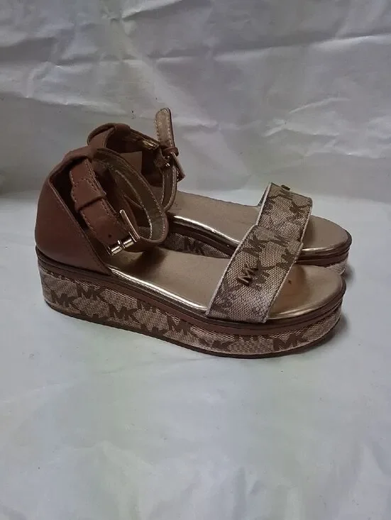 Michael Kors Brown/Tan Platform Ankle-Strap Sandals Size 12 Toddler Girl