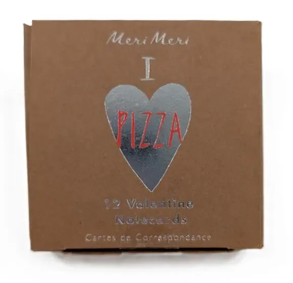 Meri Meri I love Pizza Valentine Notecards Set of 12 Cards
