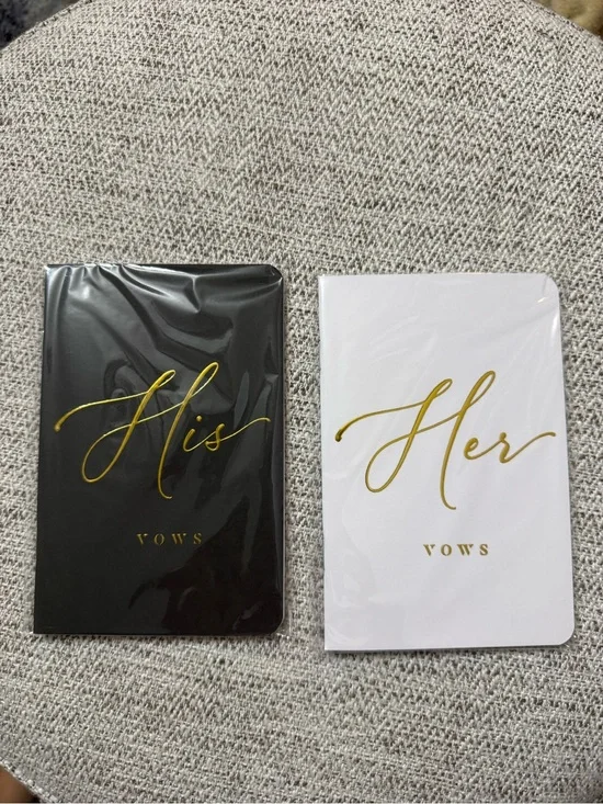 Amazon His and Her Vows Notebooks - Black & White with Gold Script