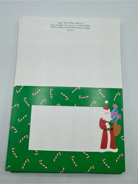 Vintage Lillian Vernon Green Greeting Card Photocards 272Z Cute Santa