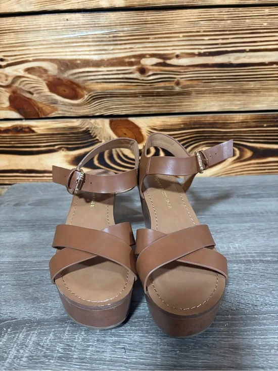 Tommy Hilfiger Brown Platform Sandal with Ankle Strap