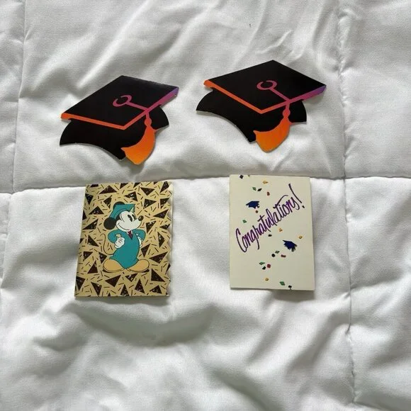 Vintage Lot of (4) 80s 90s Graduation Graduate Greeting MINI Cards Disney UNUSED