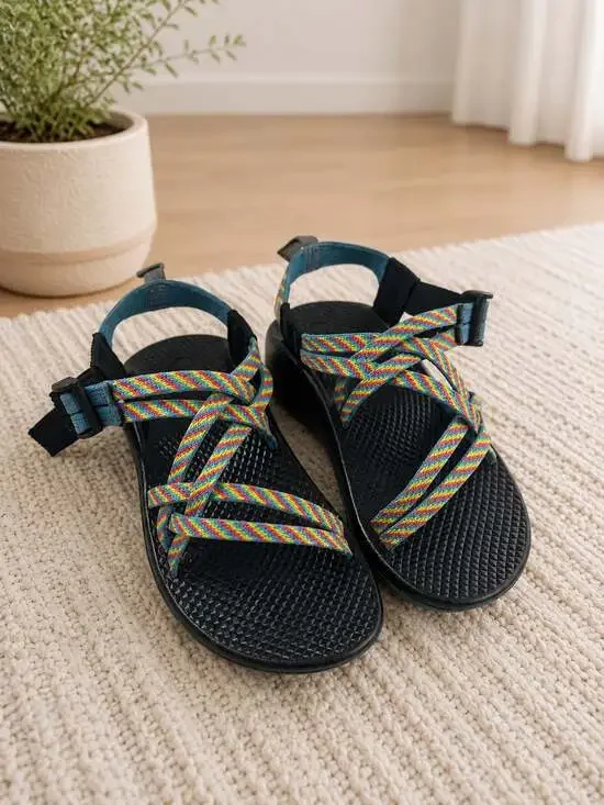 Chaco ZX/2 Classic Youth Sport Sandals Rainbow Chevron Straps Size 2 Black