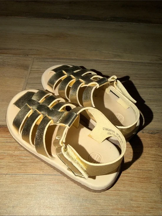 wonder nation Metallic Gold Strappy Fisherman Sandals
