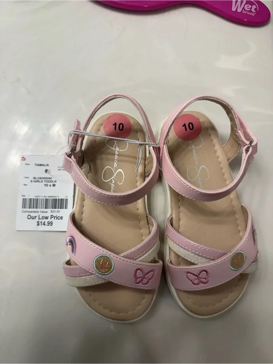 Jessica Simpson Light Pink Girls' Butterfly & Rainbow Toddler Sandals
