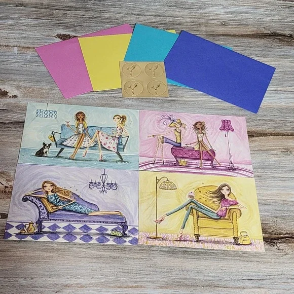 VHTF Bella Pilar Artist Designed Cards Set Of 4 Blank Cards And Envelopes