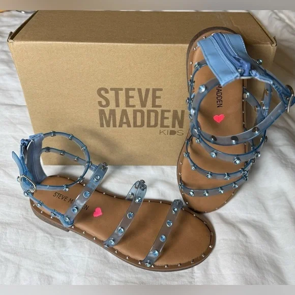 Steve Madden Clear and Blue Studded Sandals