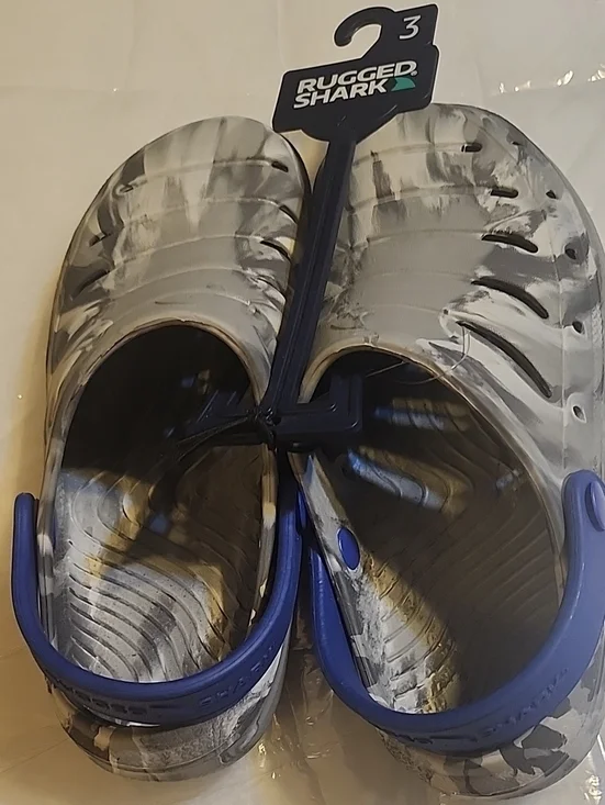 Rugged Shark Marble Print Slip-On Clogs